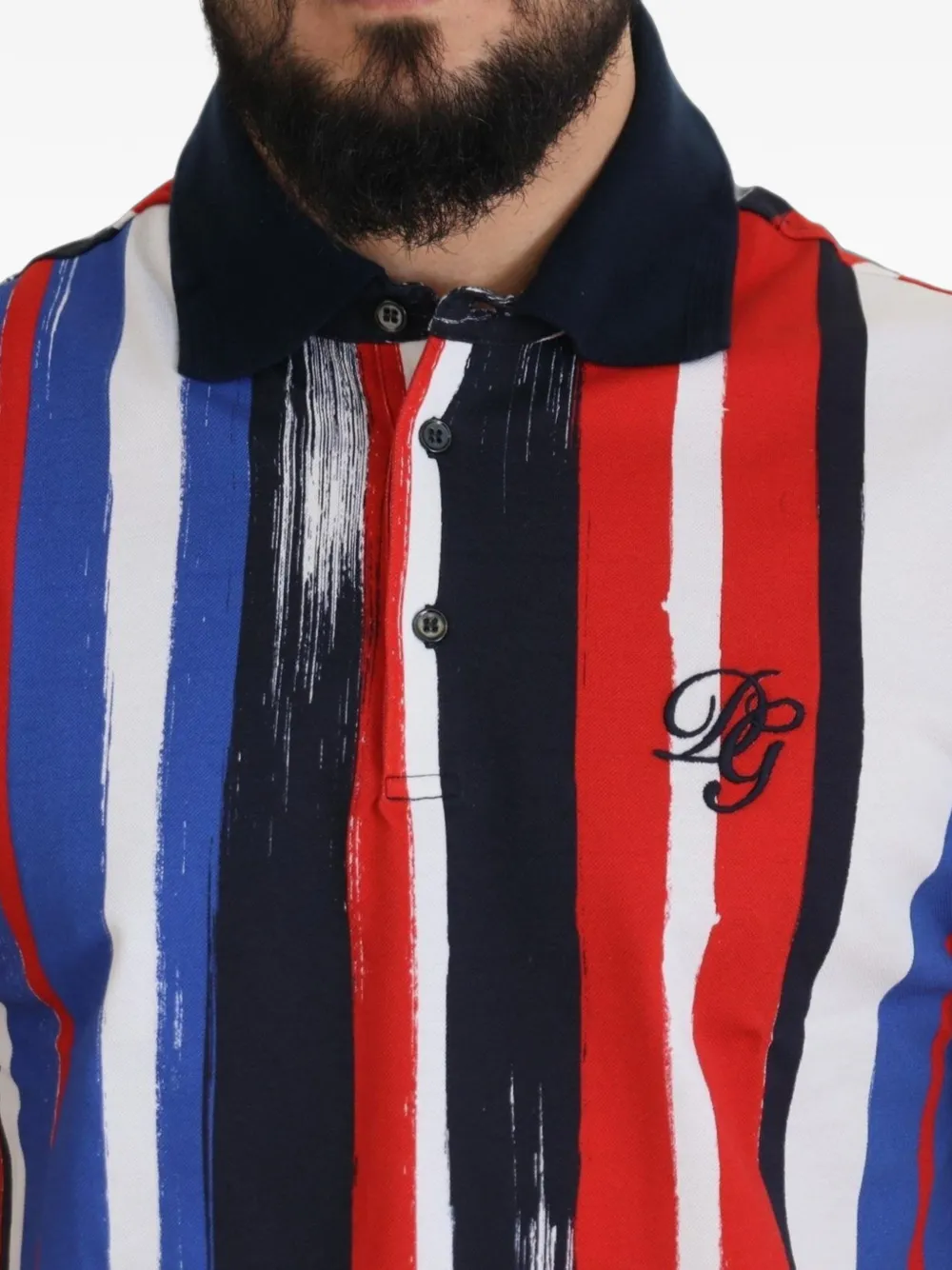 Dolce & Gabbana Gestreept poloshirt met verfstreek-effect Blauw