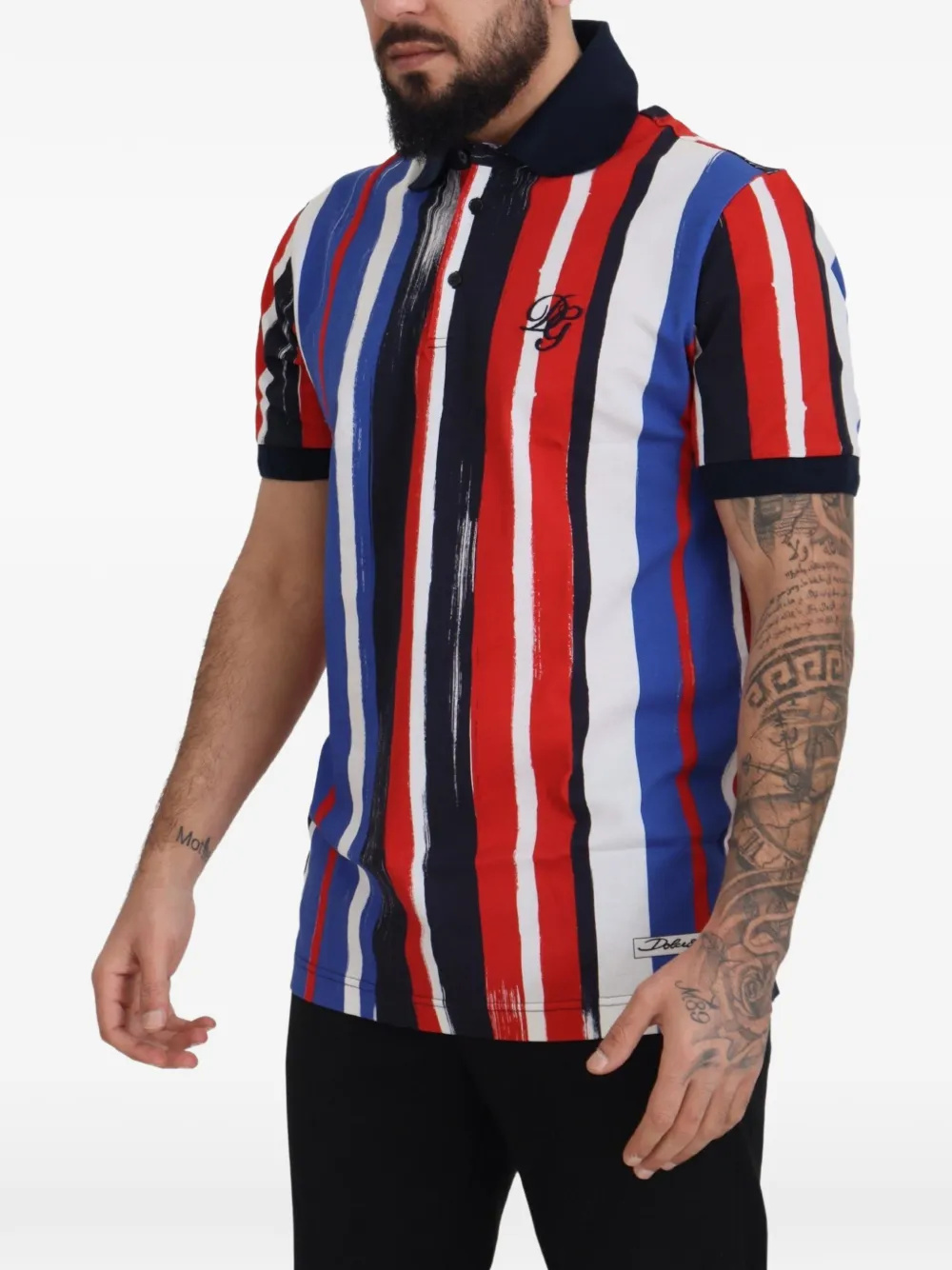Dolce & Gabbana Gestreept poloshirt met verfstreek-effect Blauw