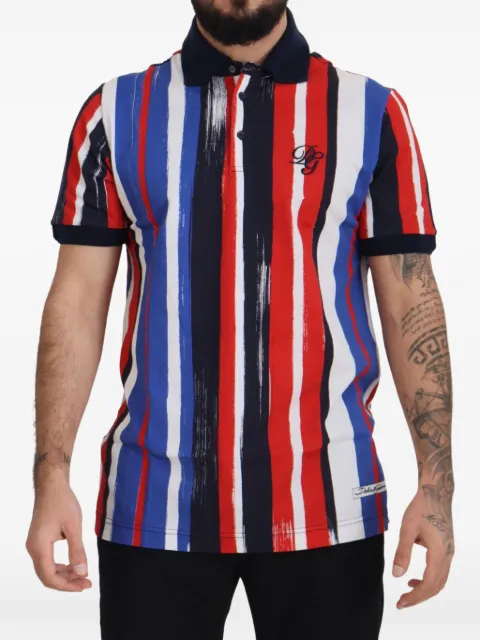Dolce & Gabbana paintstroke-effect striped polo shirt