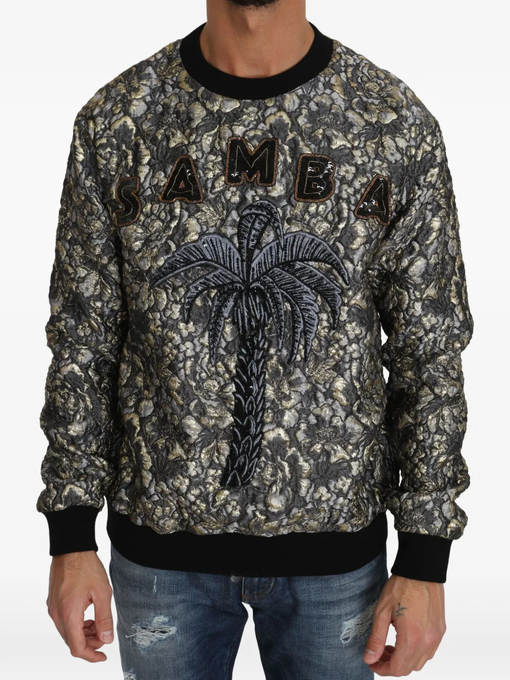 Dolce & Gabbana Samba floral-jacquard sweatshirt - Gris Dolce & Gabbana Samba floral-jacquard sweatshirt - Gris