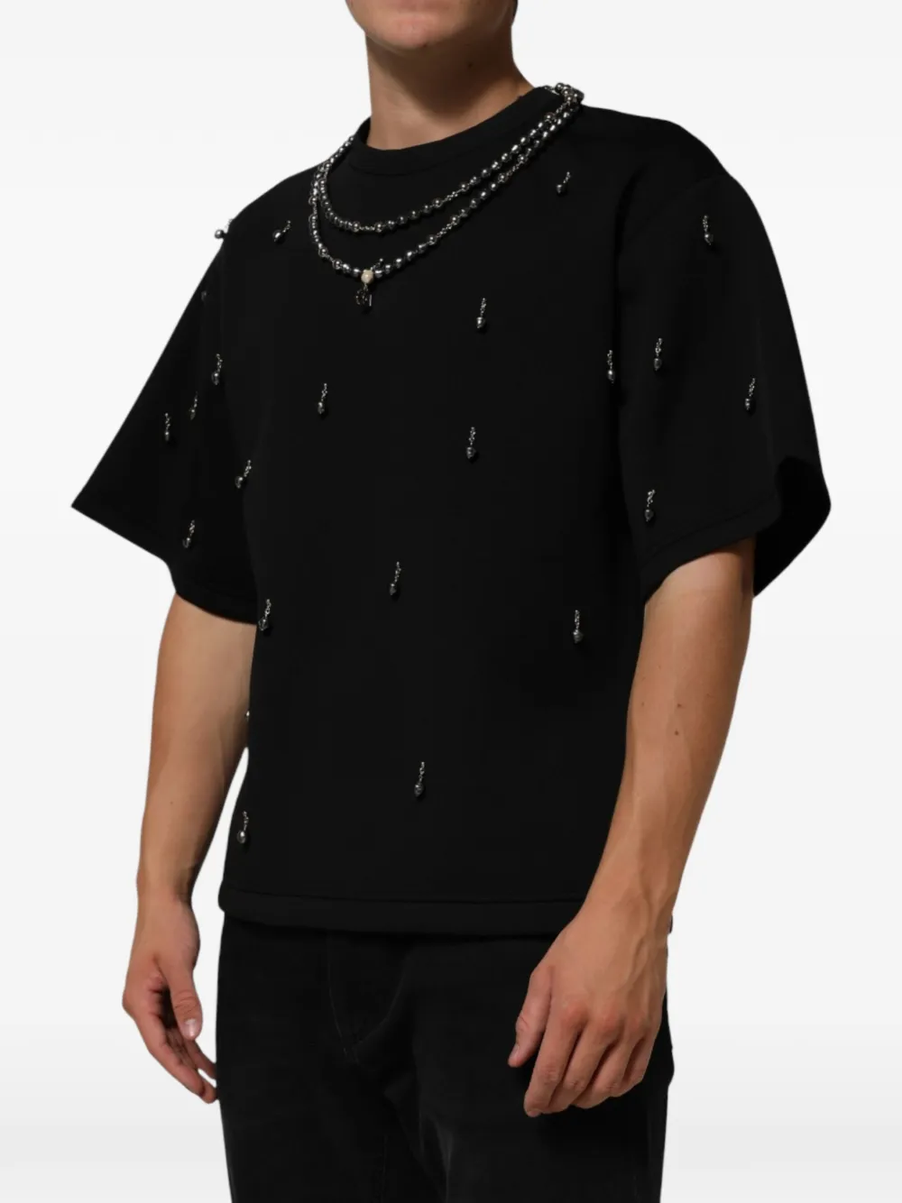 Dolce & Gabbana necklace-embellished T-shirt Zwart