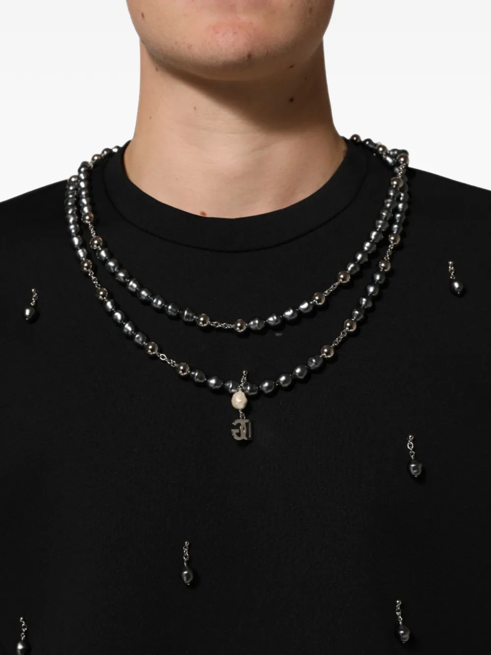 Dolce & Gabbana necklace-embellished T-shirt Zwart