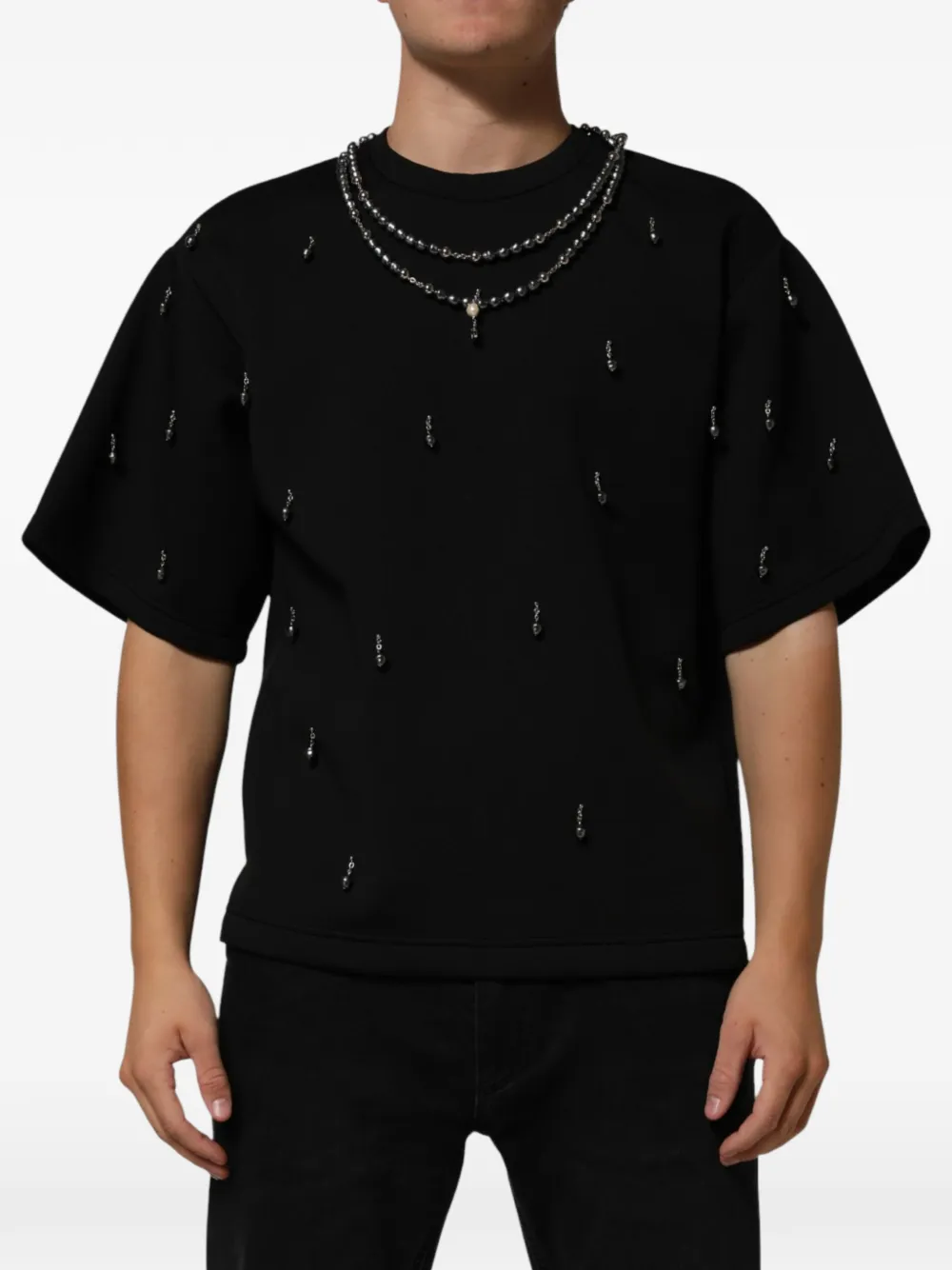 Dolce & Gabbana necklace-embellished T-shirt Zwart