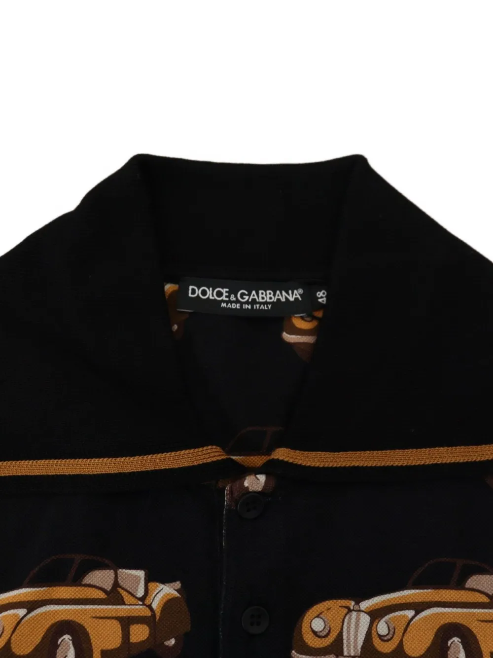 Dolce & Gabbana Poloshirt met autoprint Zwart