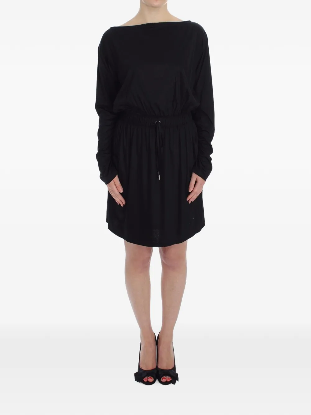 Versace Jeans Couture drawstring boat-neck mini dress - Black