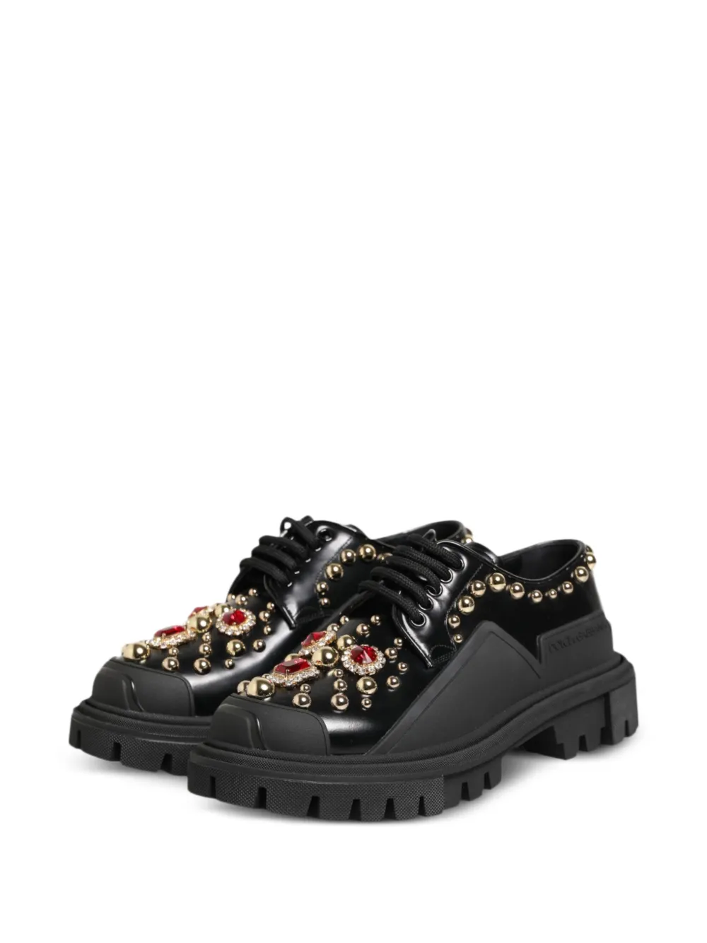 Dolce & Gabbana crystal-embellished studded Derby shoes - Nero