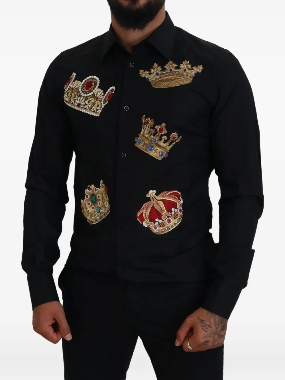 Dolce & Gabbana Overhemd met geborduurde kroon Zwart