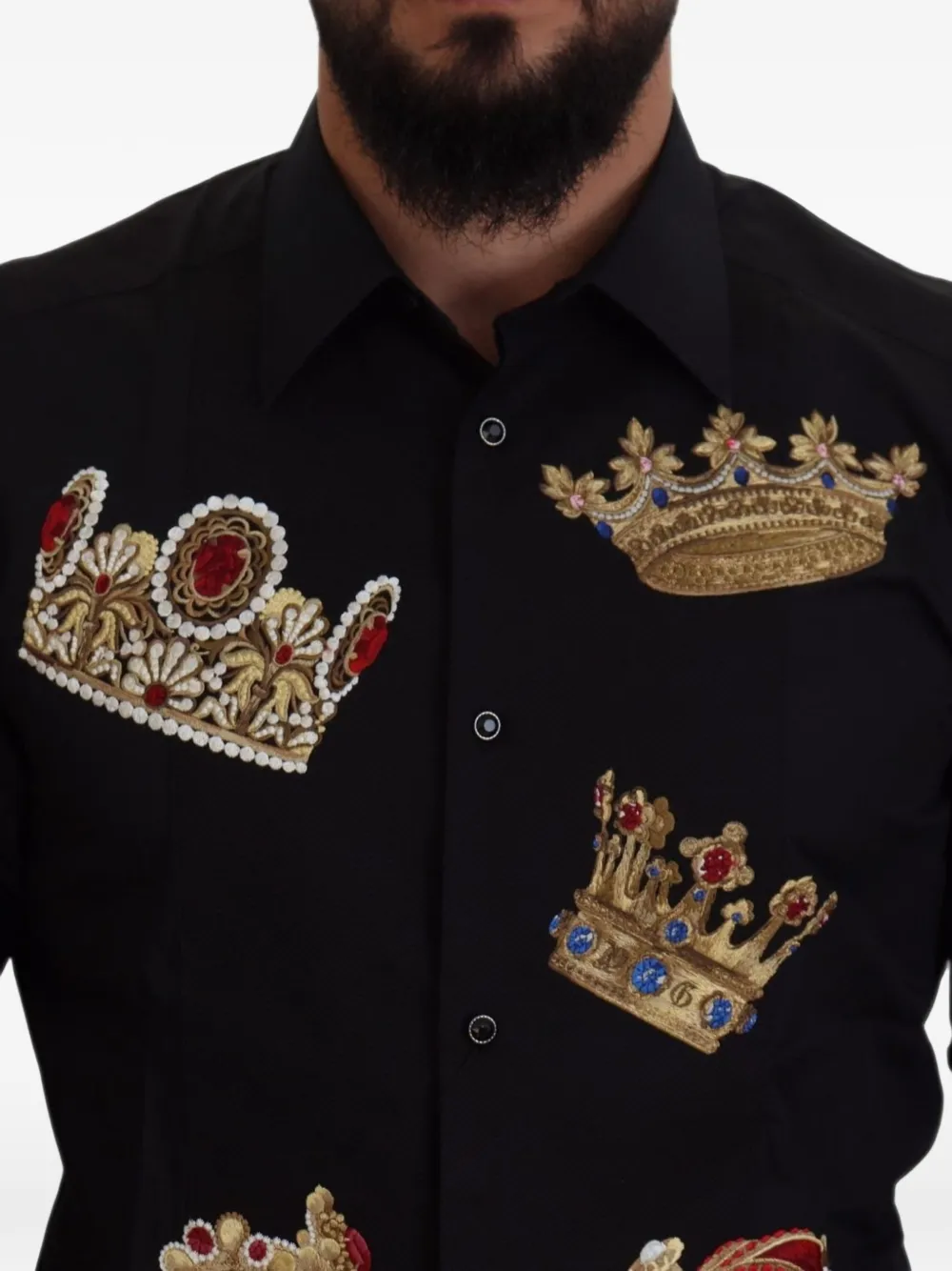 Dolce & Gabbana Overhemd met geborduurde kroon Zwart