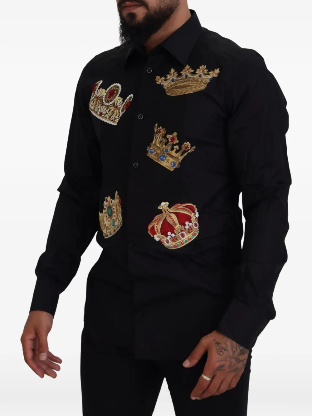 Dolce & Gabbana Overhemd met geborduurde kroon Zwart