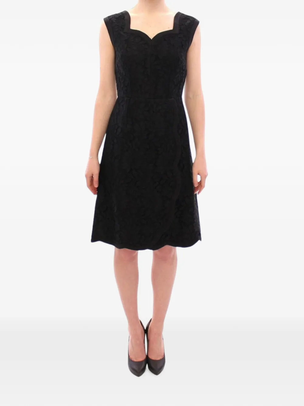 Dolce & Gabbana floral lace midi dress - Nero