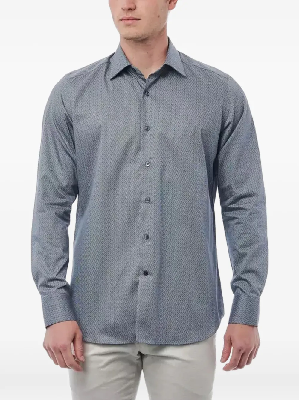 Bagutta geometric-print slim-fit shirt - Noir Bagutta geometric-print slim-fit shirt - Noir