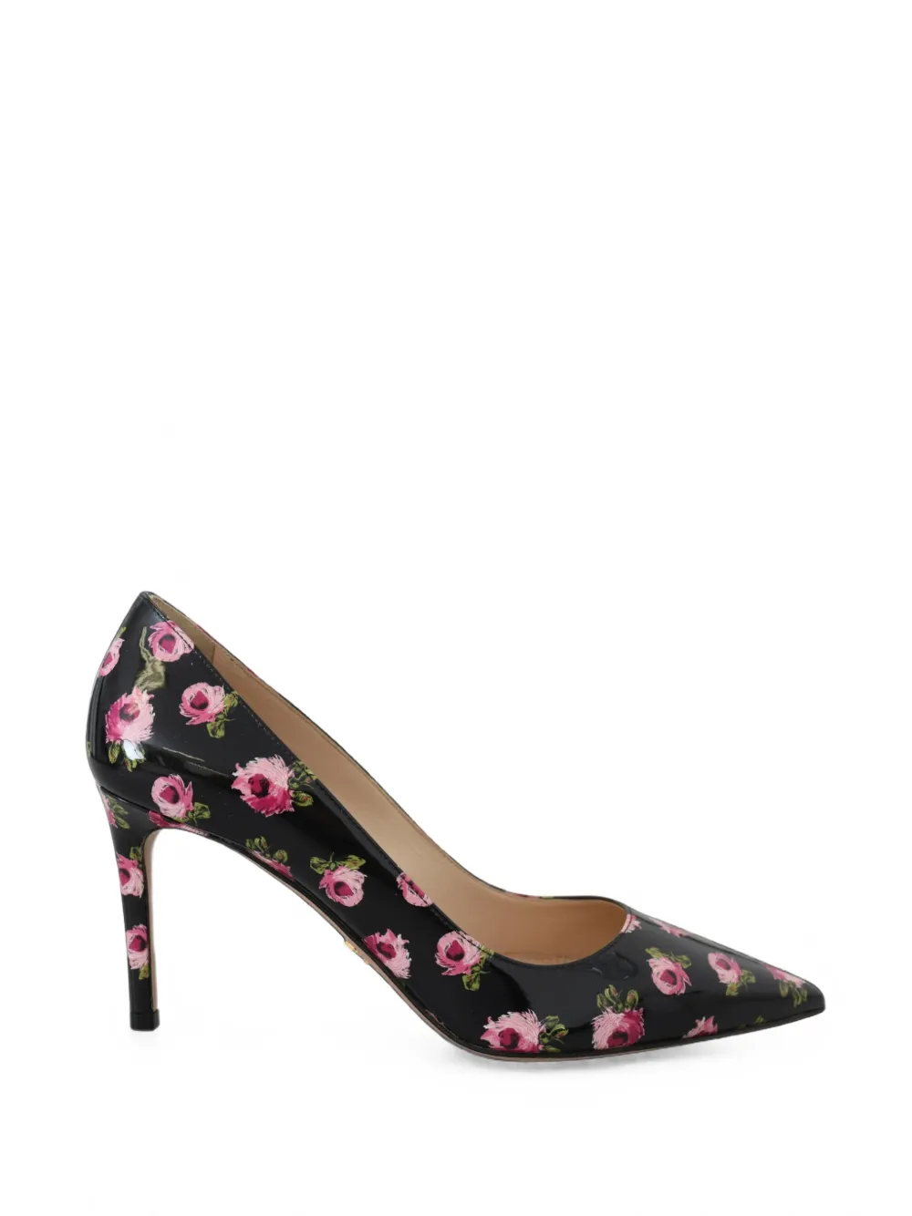 Prada floral-print patent leather pumps