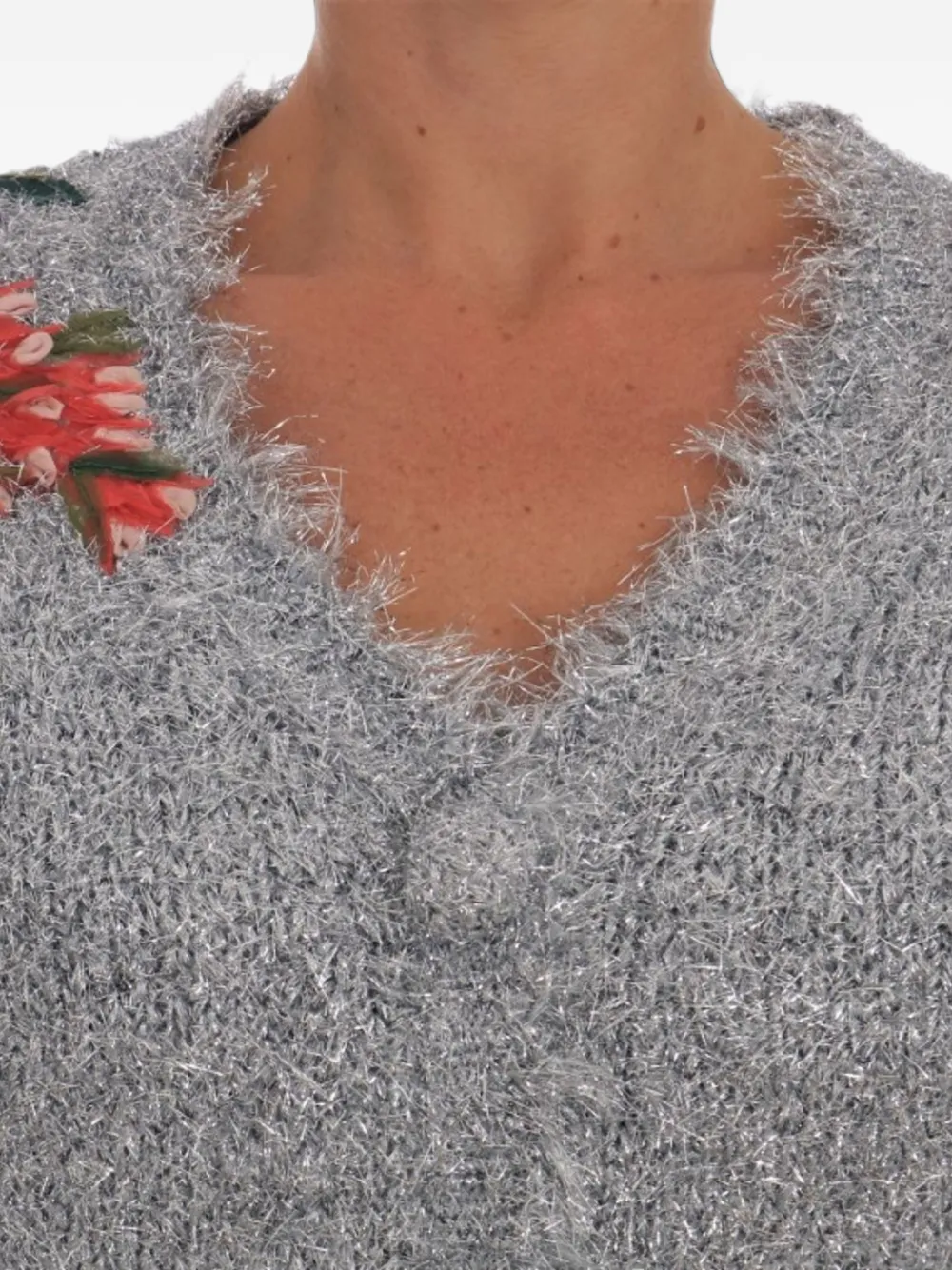 Dolce & Gabbana Metallic vest met bloemapplicatie Zilver