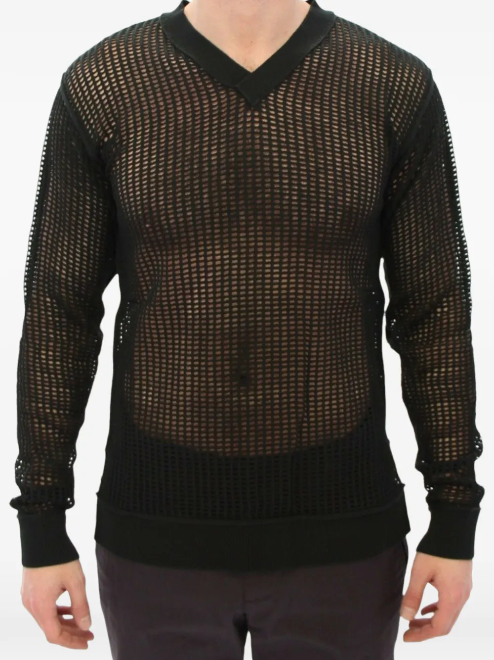Dolce & Gabbana mesh-knit V-neck sweater - Green