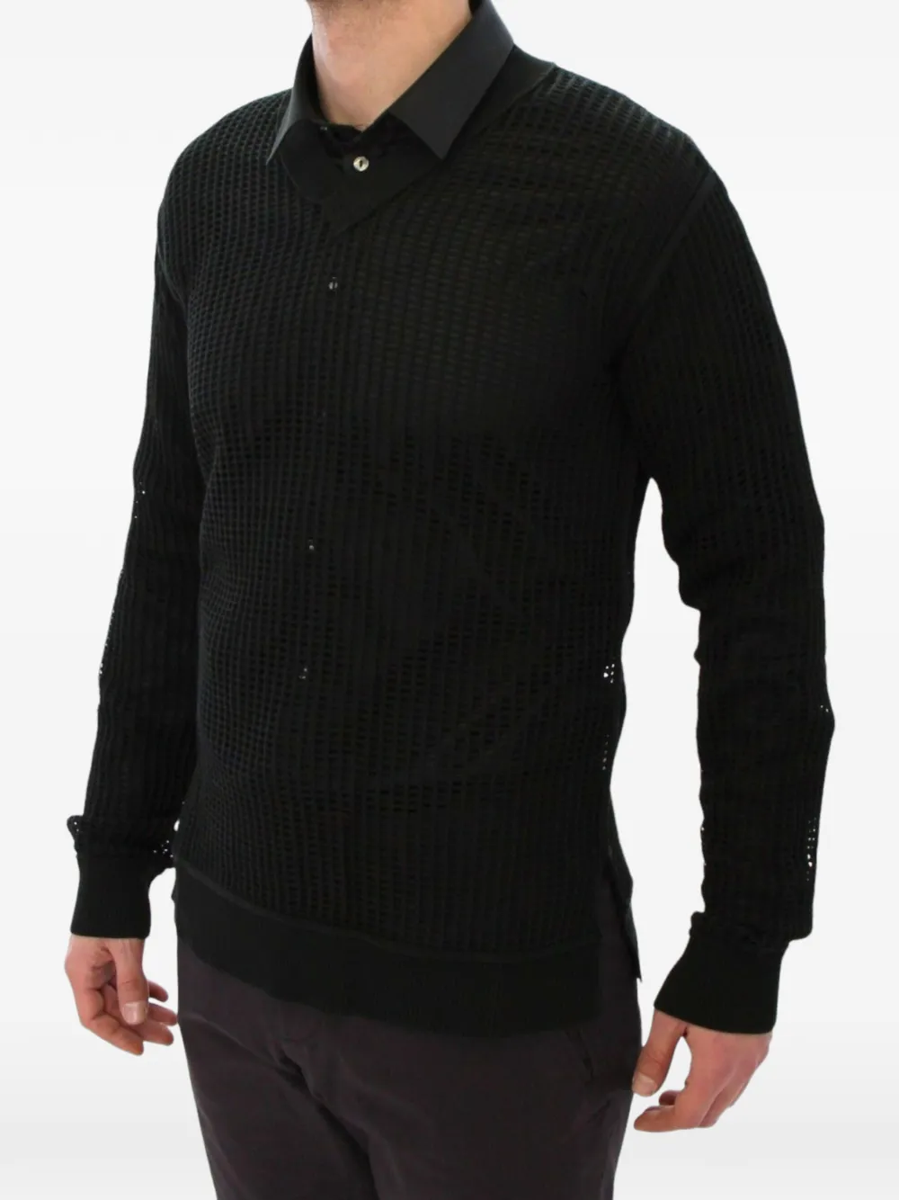 Dolce & Gabbana mesh-knit V-neck sweater Groen