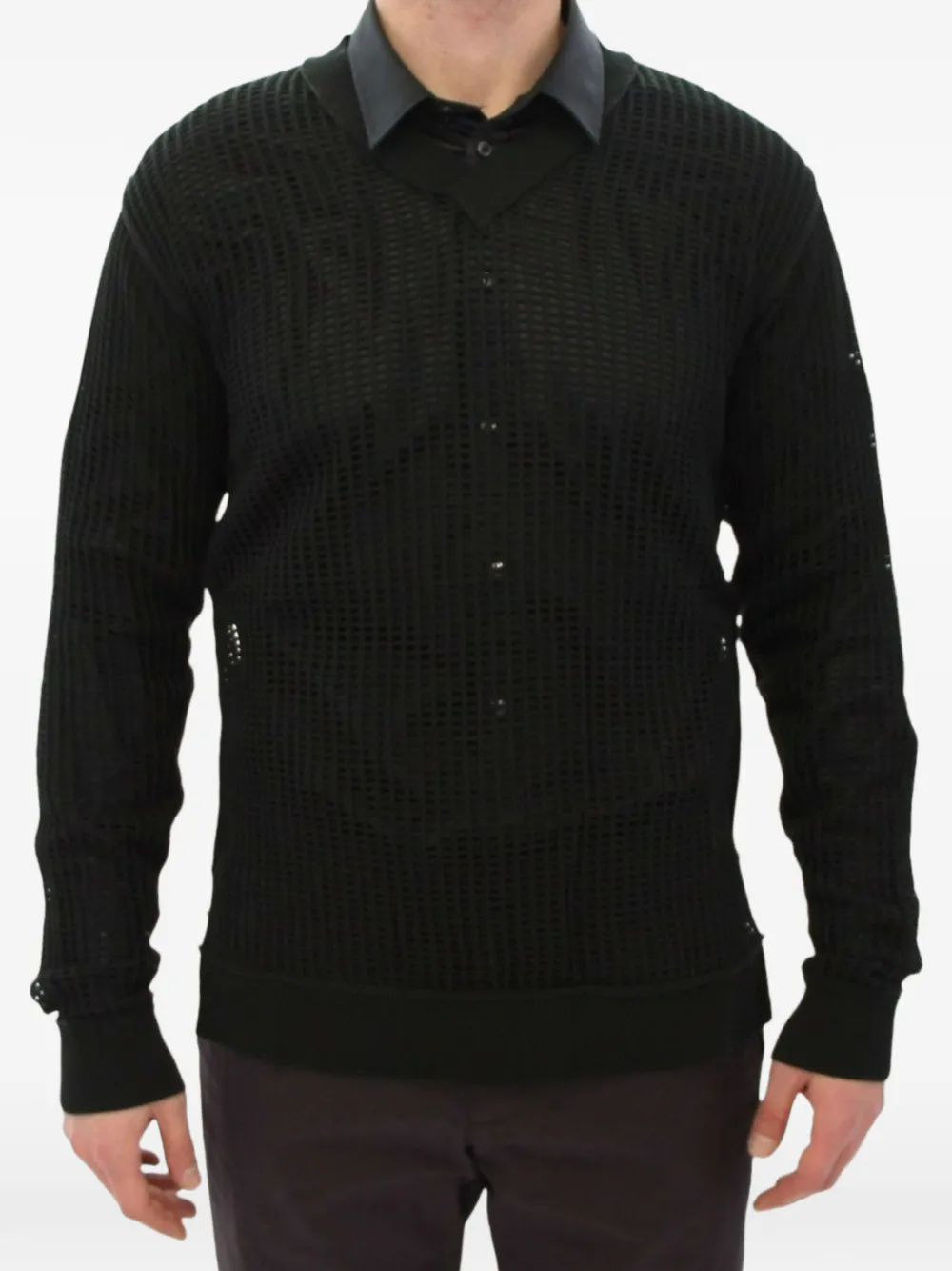 Dolce & Gabbana mesh-knit V-neck sweater Groen