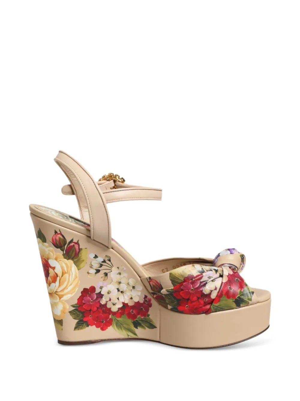 Dolce & Gabbana floral-print wedge sandals - Nude