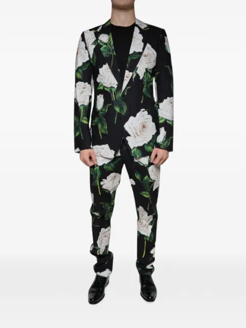 Dolce & Gabbana rose-print cotton suit