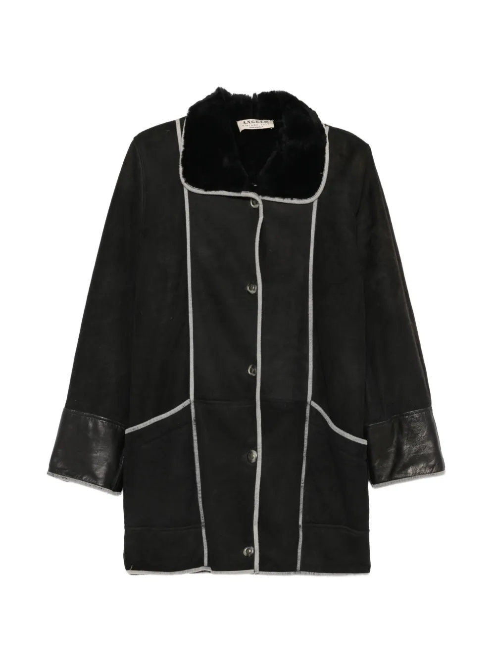 A.N.G.E.L.O. Vintage Cult 1980s contrast-trim shearling coat - Black