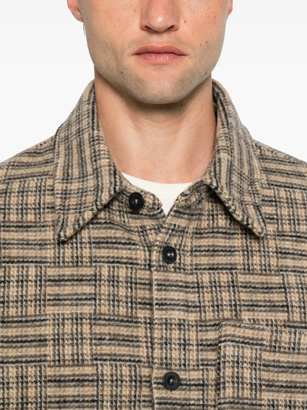 A.P.C. Geruit overhemd Beige