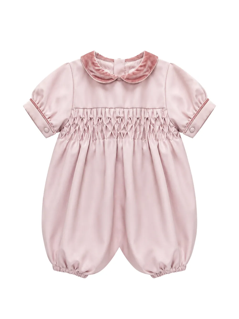 La Stupenderia Peter Pan-collar smocked romper - Rosa