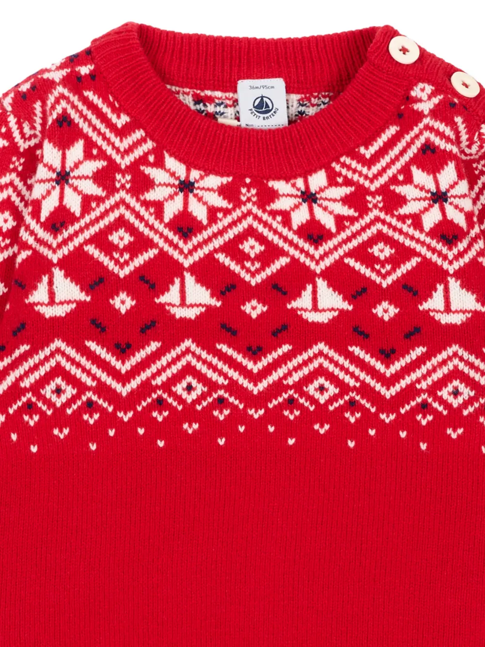 Petit Bateau Fair Isle trui met knopen Rood