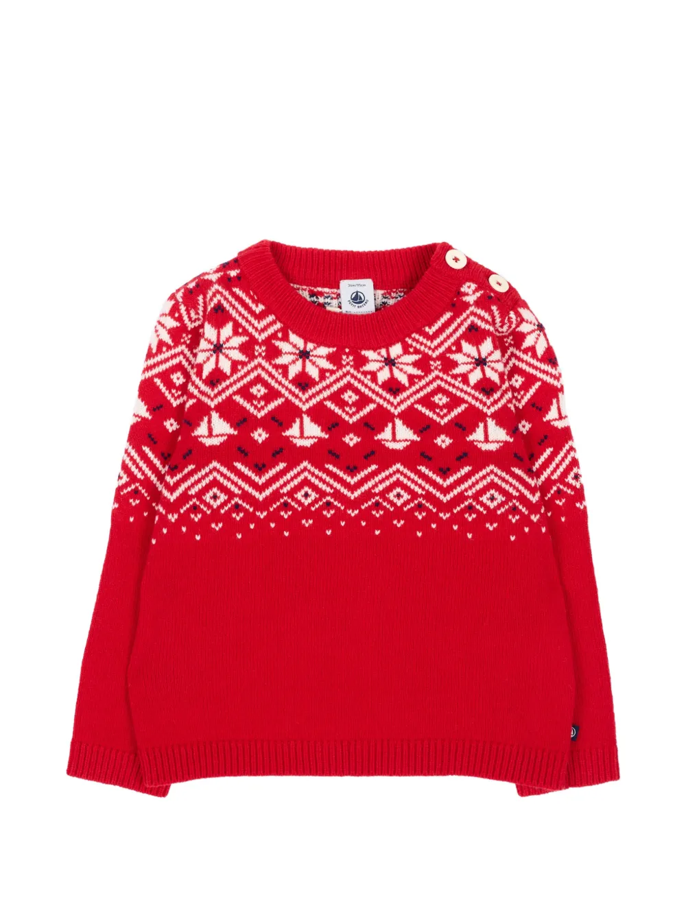 Petit Bateau pull Fair Isle à épaules boutonnées - Rouge Petit Bateau pull Fair Isle à épaules boutonnées - Rouge