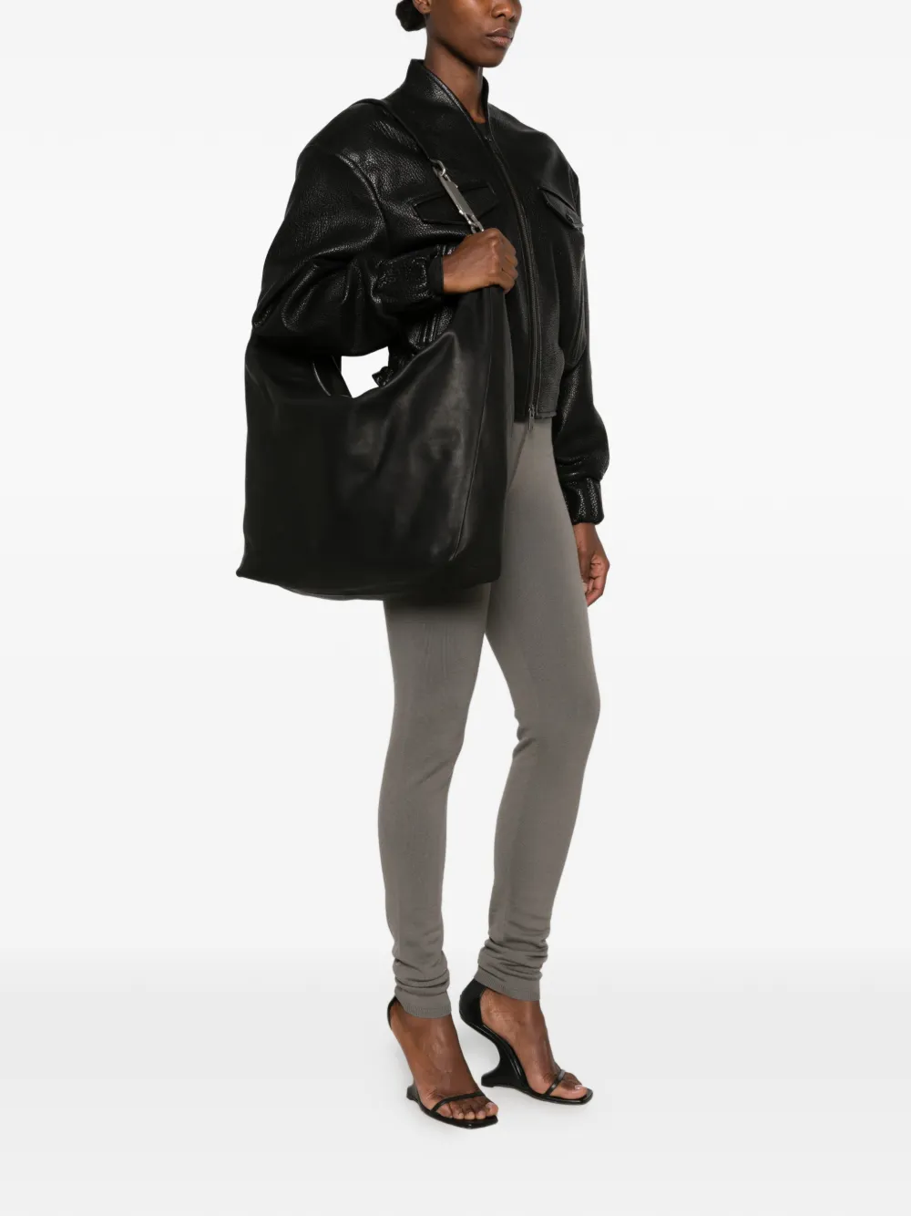 Rick Owens GEMINI leren shopper Zwart