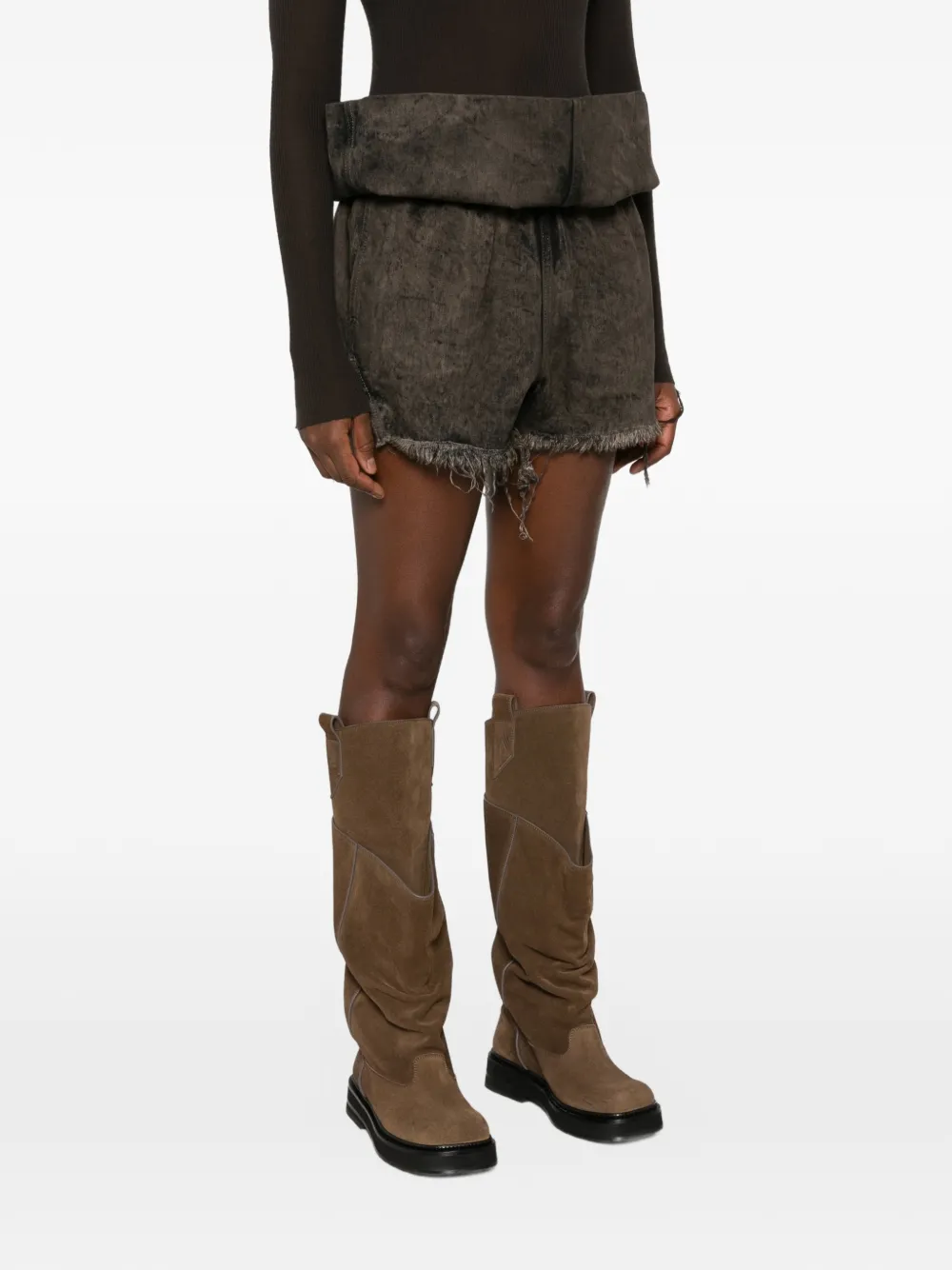 Rick Owens ribbed-knit trousers Zwart