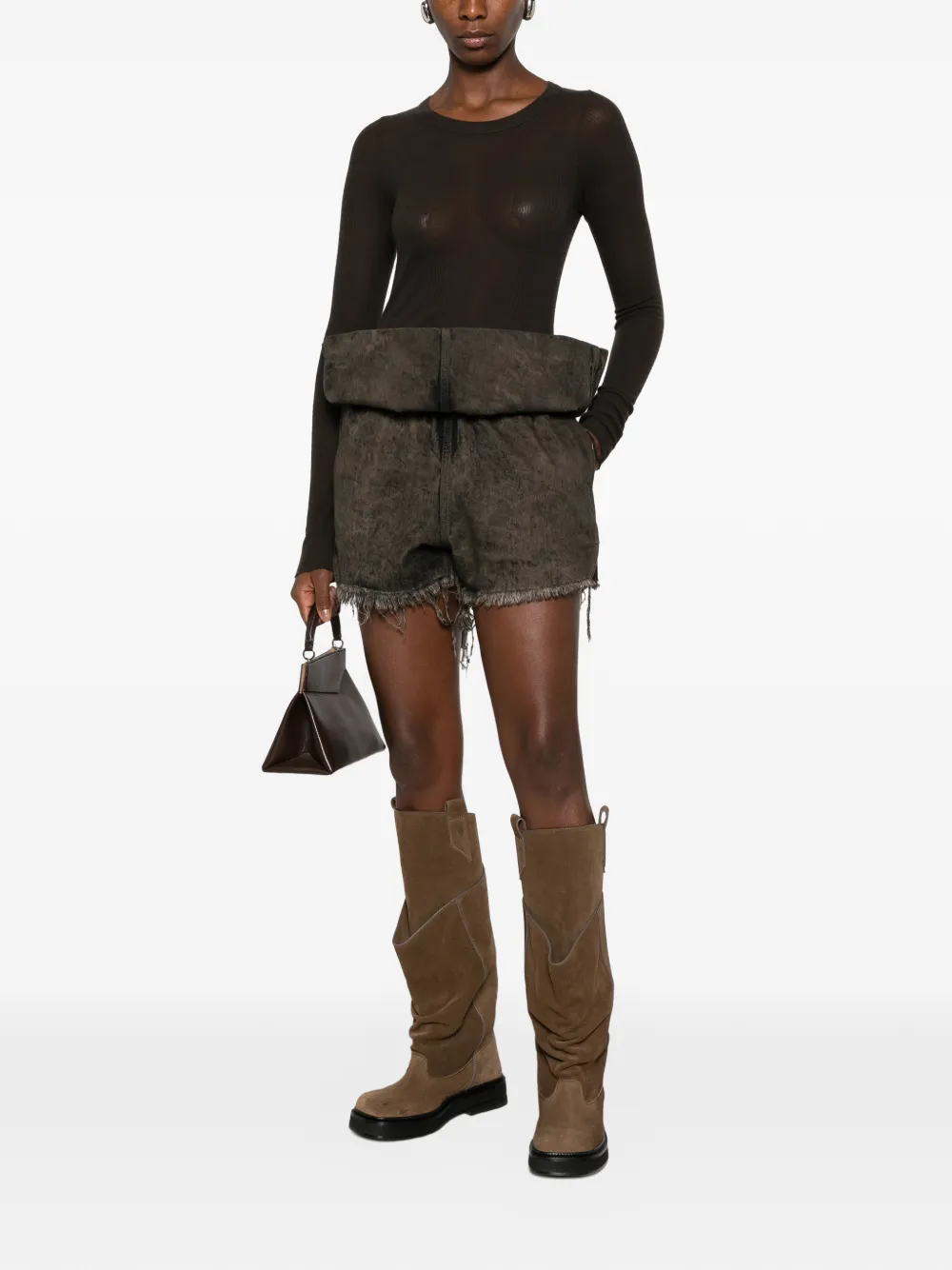 Rick Owens ribbed-knit trousers Zwart