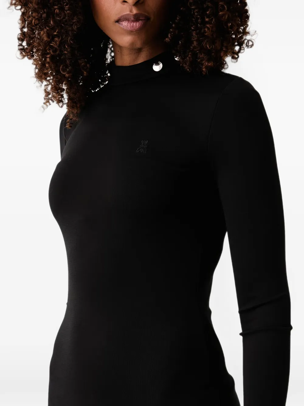 Patrizia Pepe button-detail high-neck bodysuit Zwart
