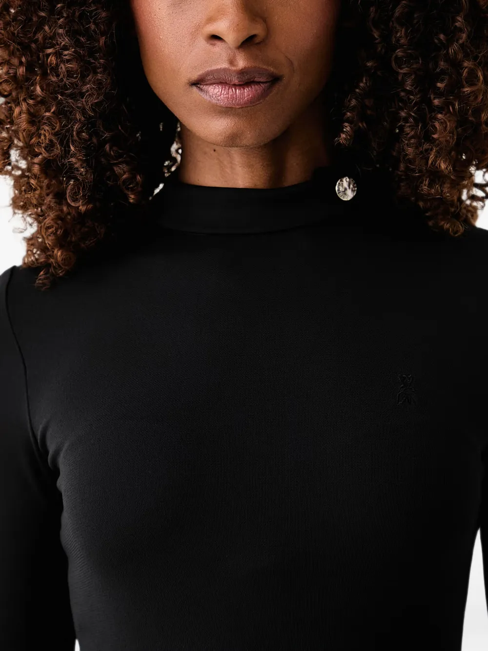 Patrizia Pepe button-detail high-neck bodysuit Zwart