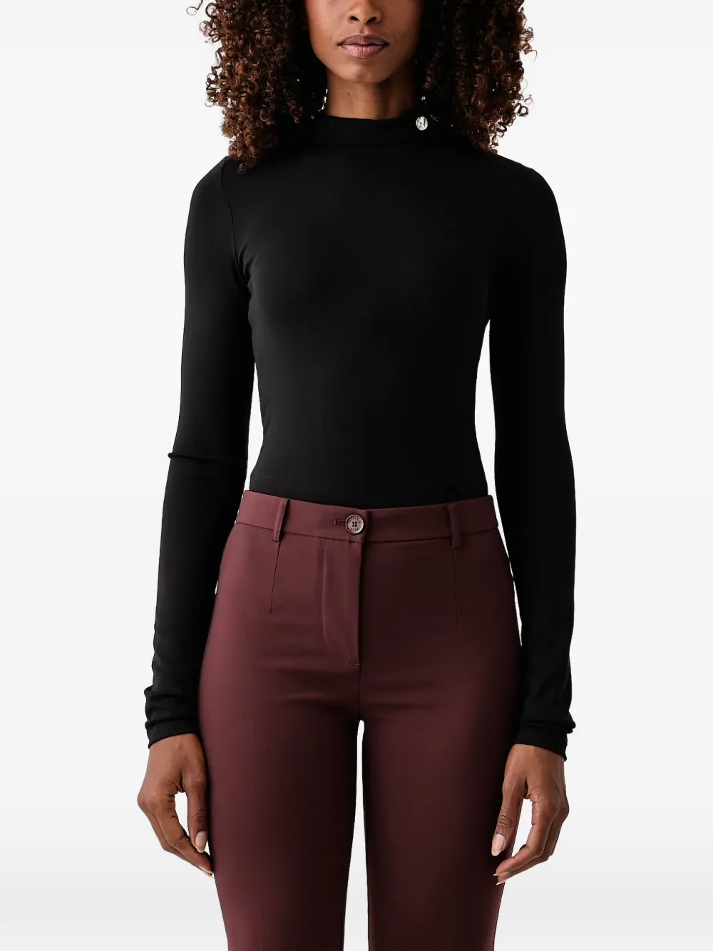Patrizia Pepe button-detail high-neck bodysuit