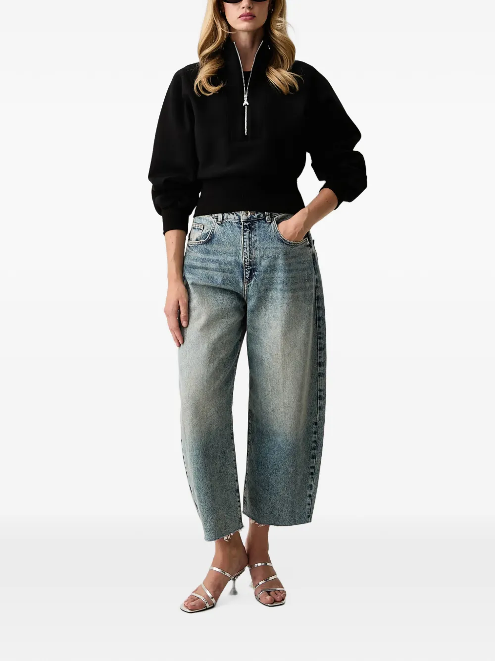 Patrizia Pepe Gerafelde jeans met vervaagd effect Blauw