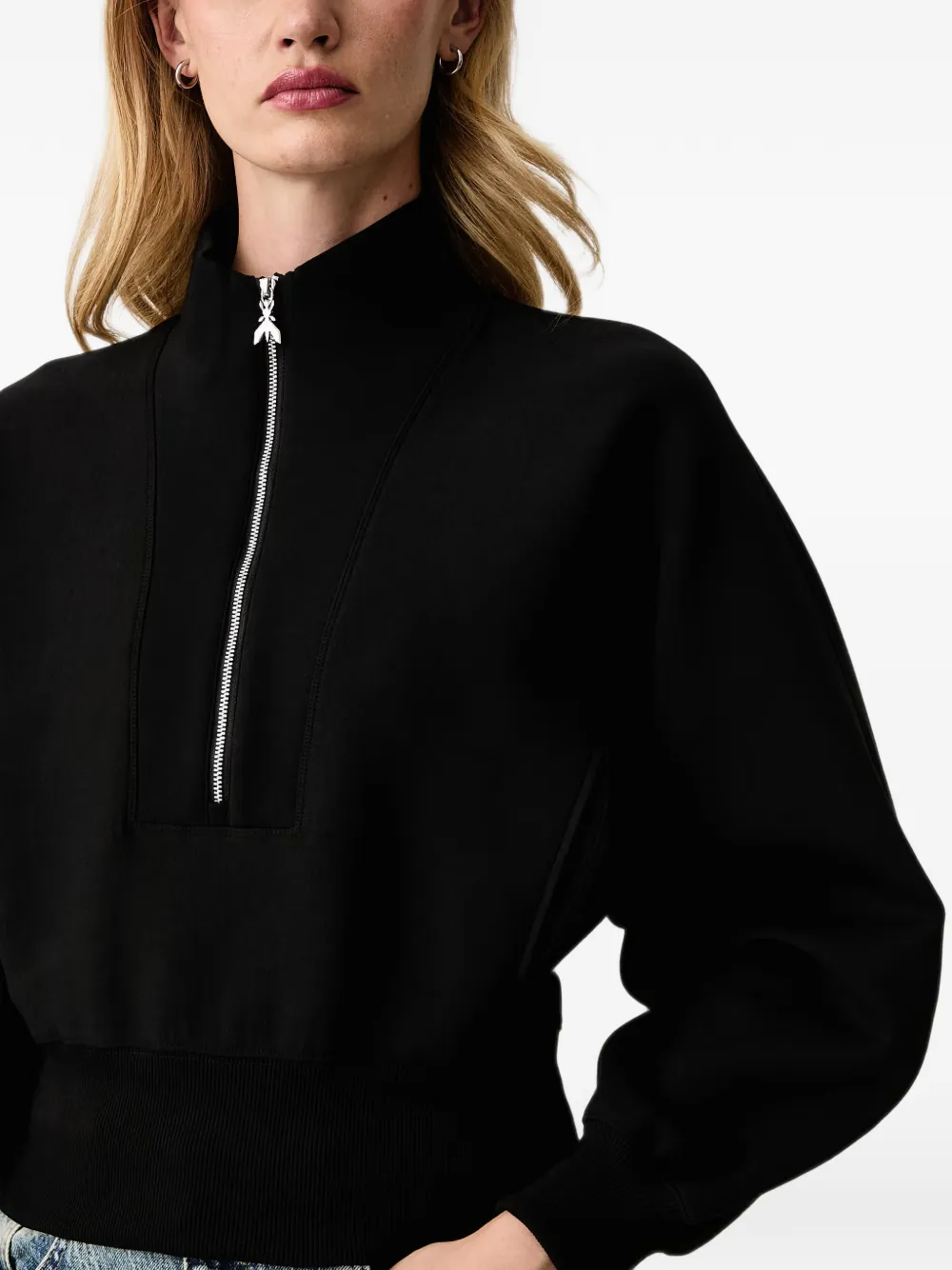 Patrizia Pepe Sweater met halve rits Zwart