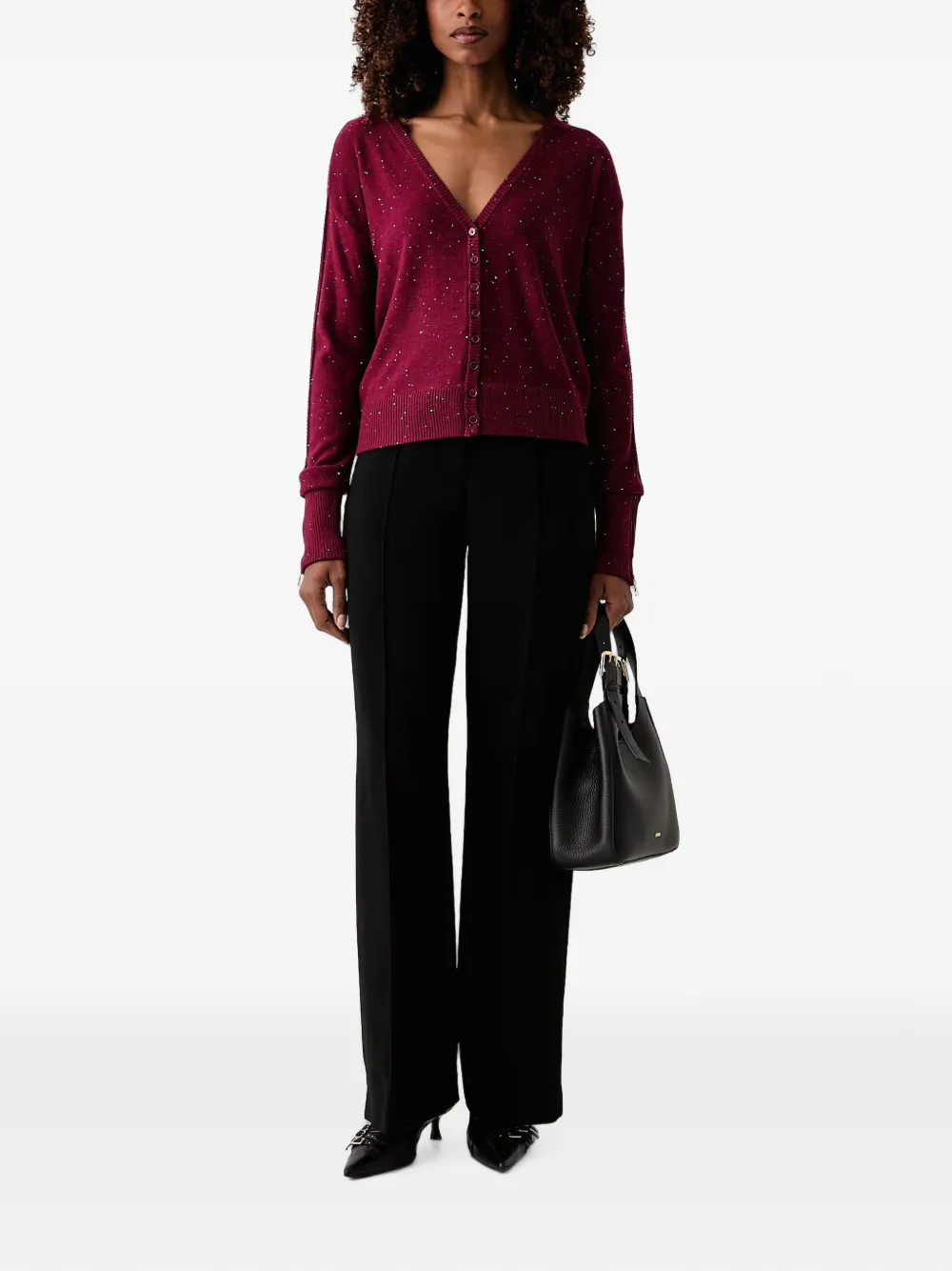 Patrizia Pepe rhinestone-embellished cardigan Rood
