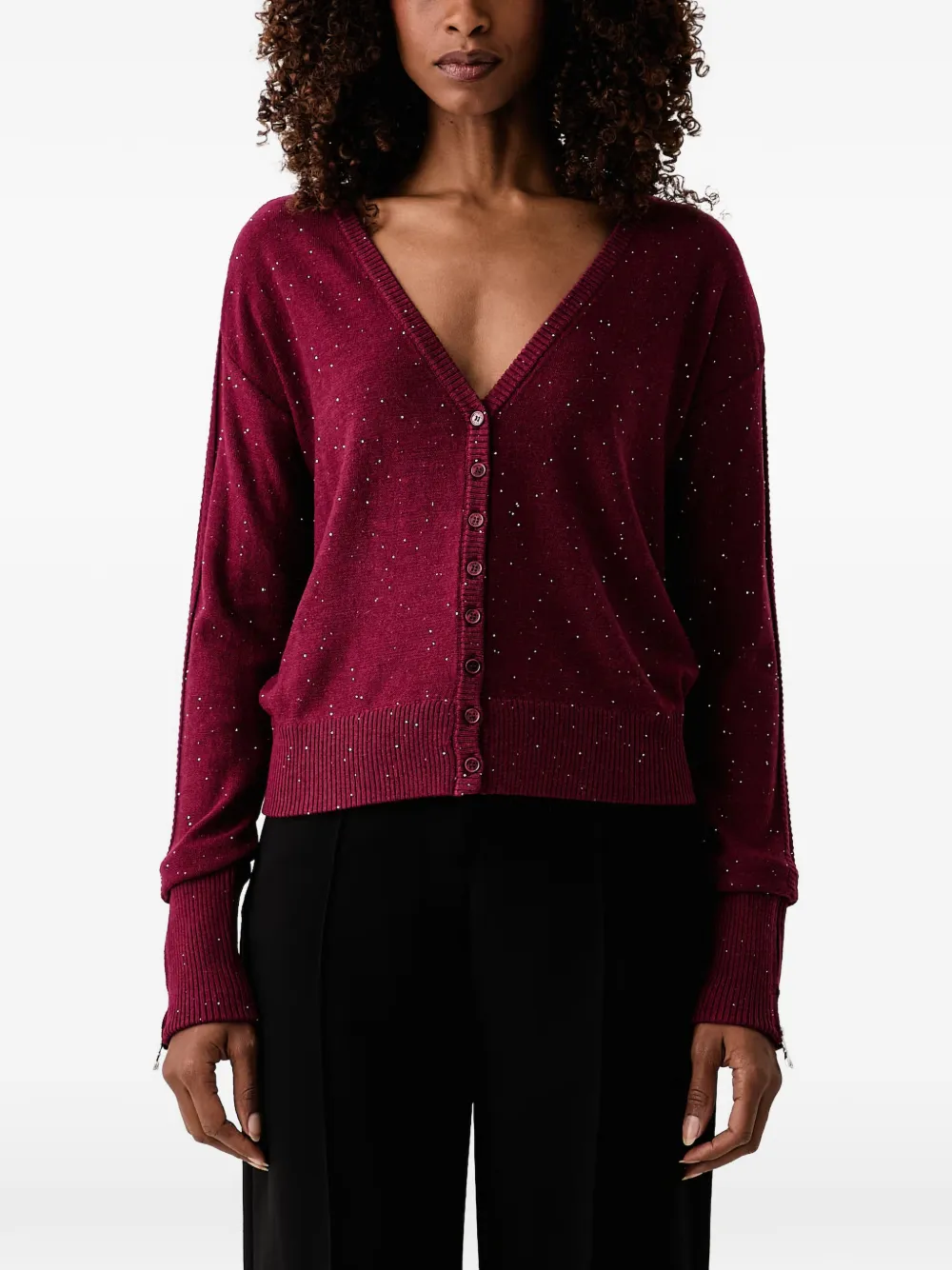 Patrizia Pepe rhinestone-embellished cardigan - Red