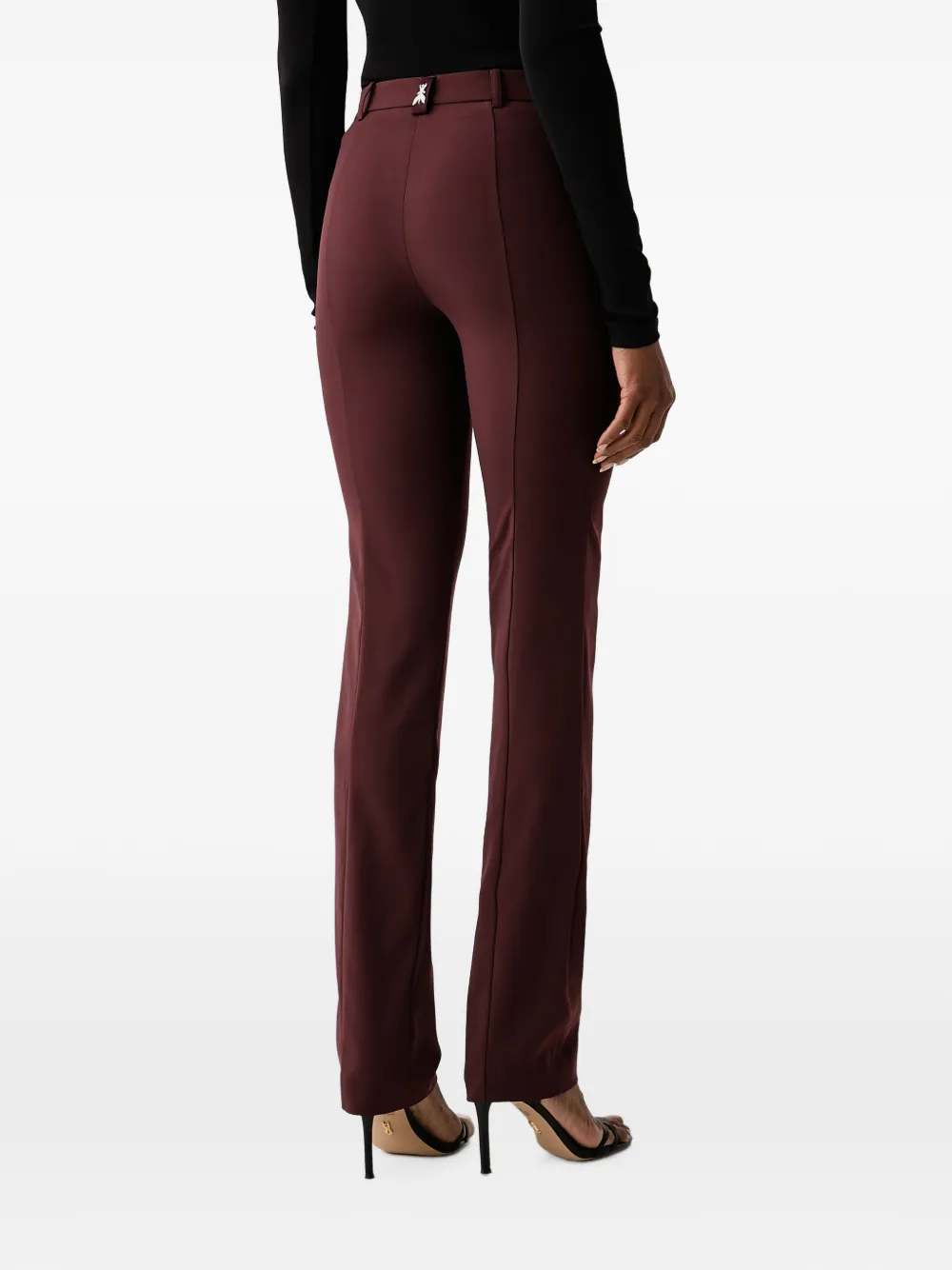 Patrizia Pepe Geplooide pantalon met logoplakkaat Bruin