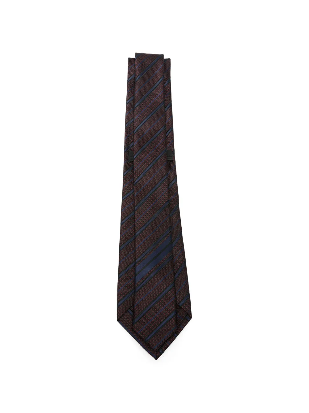Zegna Stropdas met diagonale strepen en jacquard Bruin