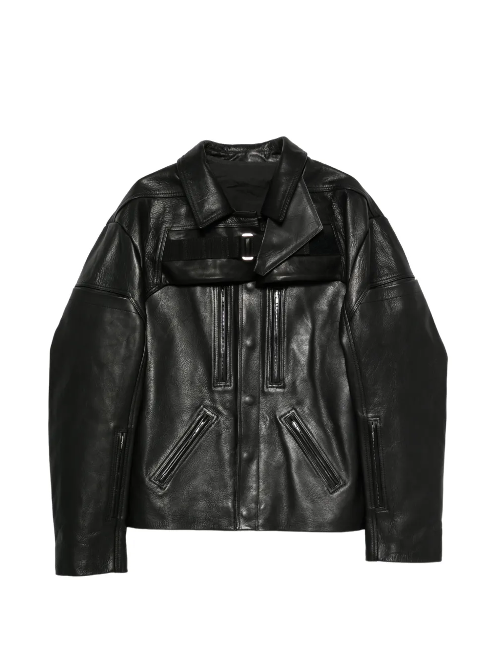 Rick Owens multi-panelled layered leather jacket