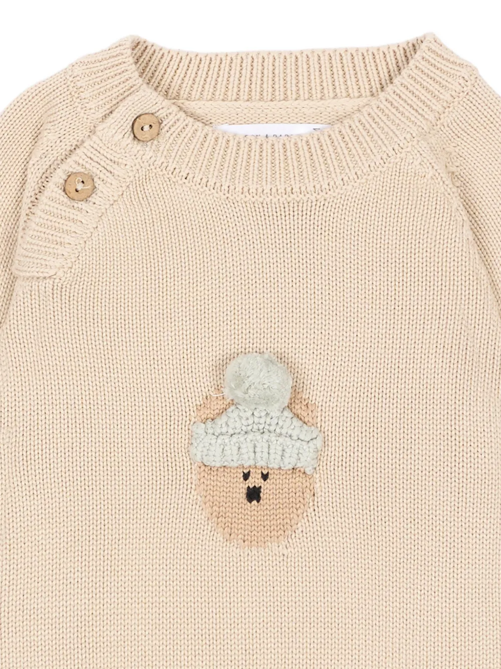 Bamboom Trui met knoopsluiting en beer-patroon Beige
