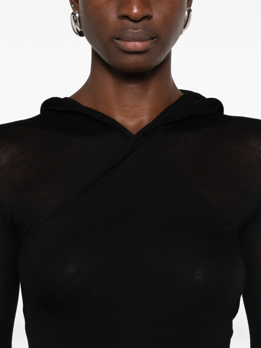 FENDI Midi-jurk met capuchon en lange mouwen Zwart