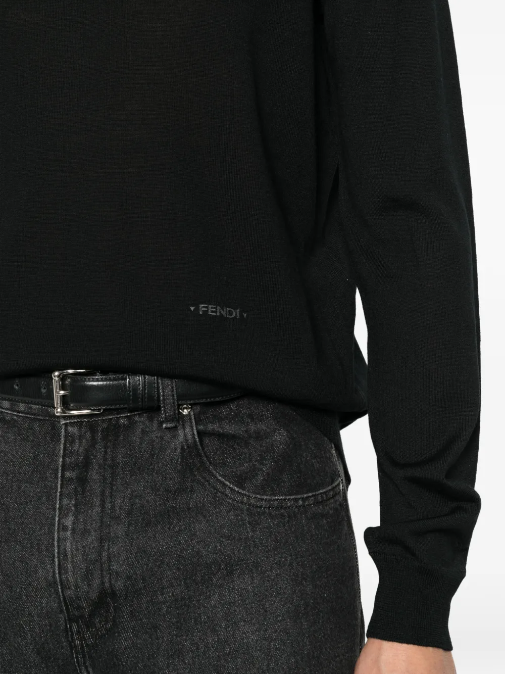 FENDI Trui met geborduurd logo Zwart