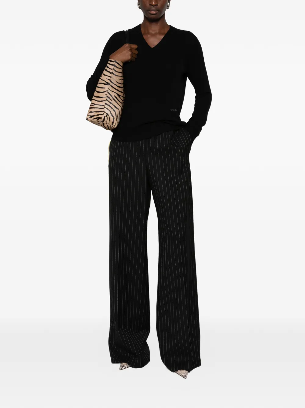 FENDI Trui met V-hals Zwart