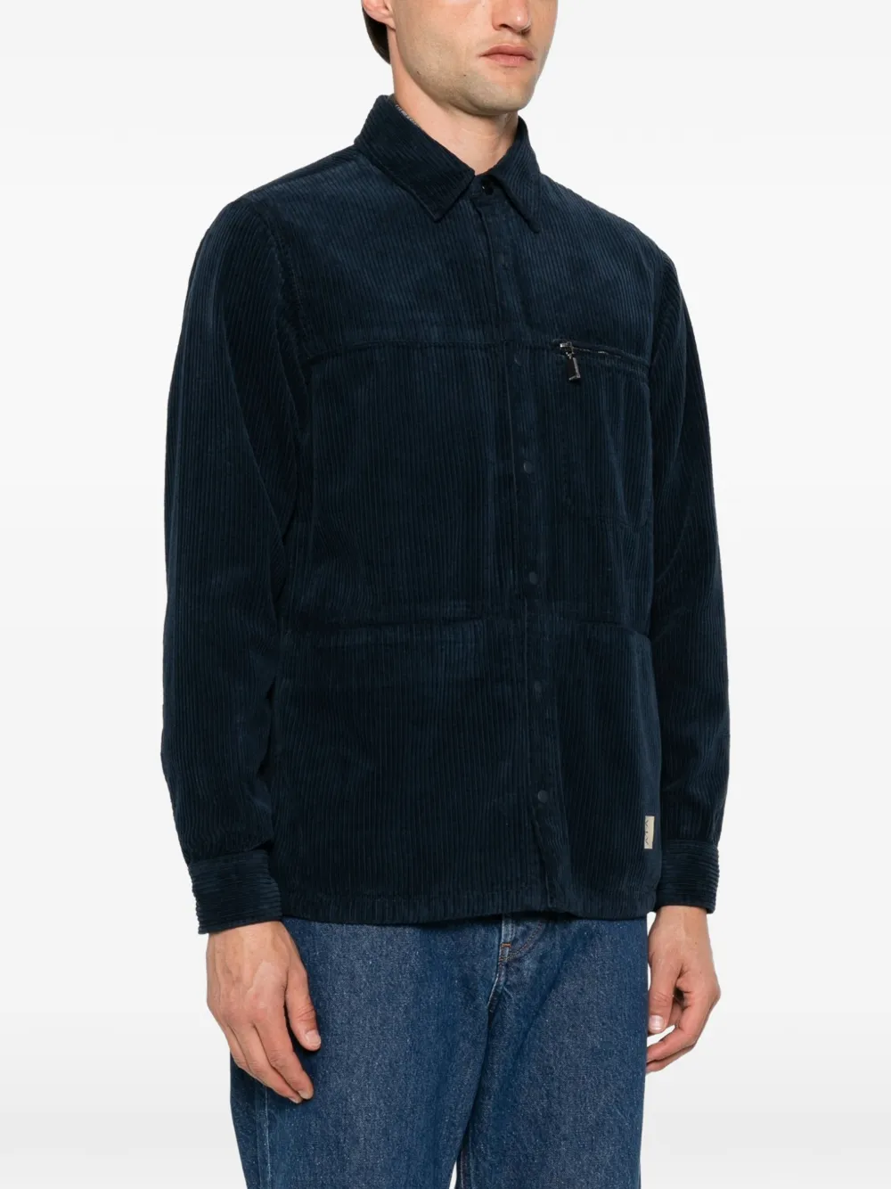 ASPESI Ribfluwelen overhemd met ritszak Blauw