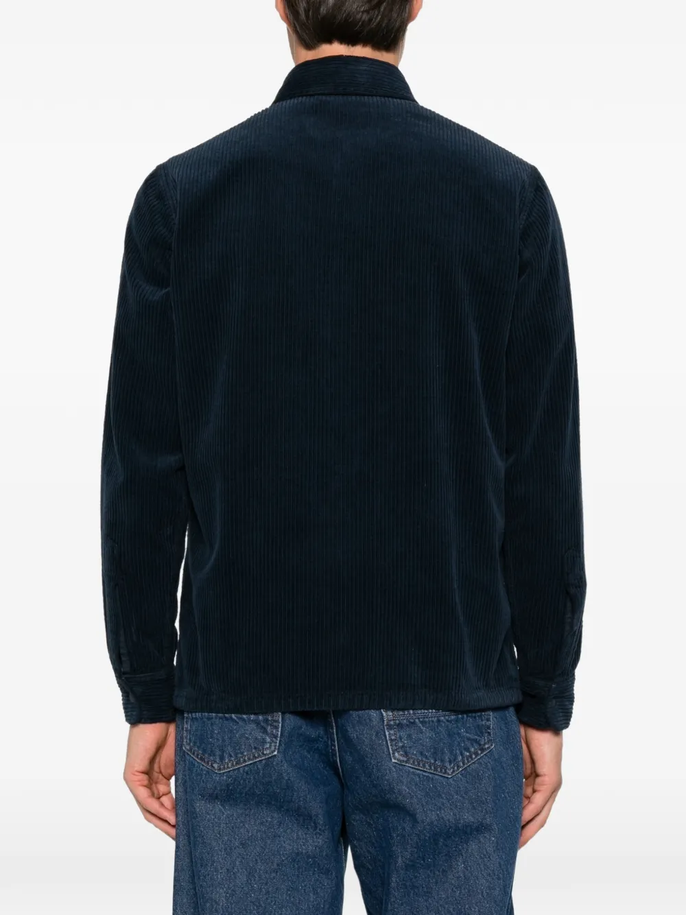 ASPESI Ribfluwelen overhemd met ritszak Blauw