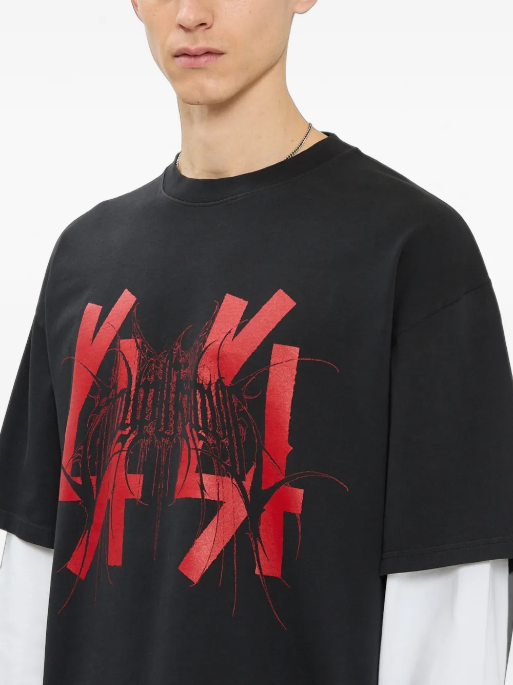 44 LABEL GROUP SP 2.0 T-shirt met dubbele lange mouwen Zwart