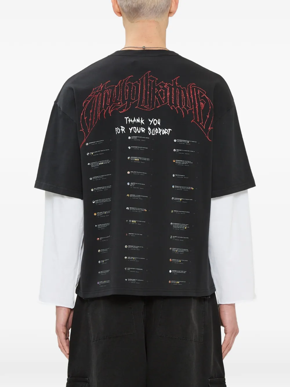 44 LABEL GROUP SP 2.0 T-shirt met dubbele lange mouwen Zwart