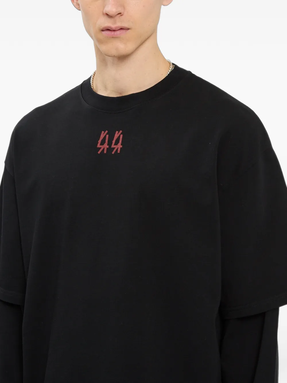 44 LABEL GROUP Classic T-shirt met dubbele mouwen Zwart