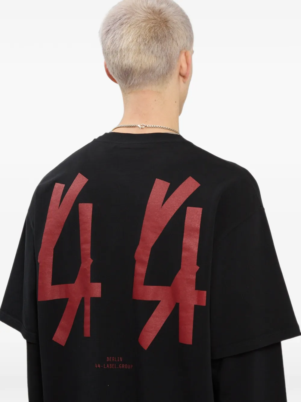 44 LABEL GROUP Classic T-shirt met dubbele mouwen Zwart
